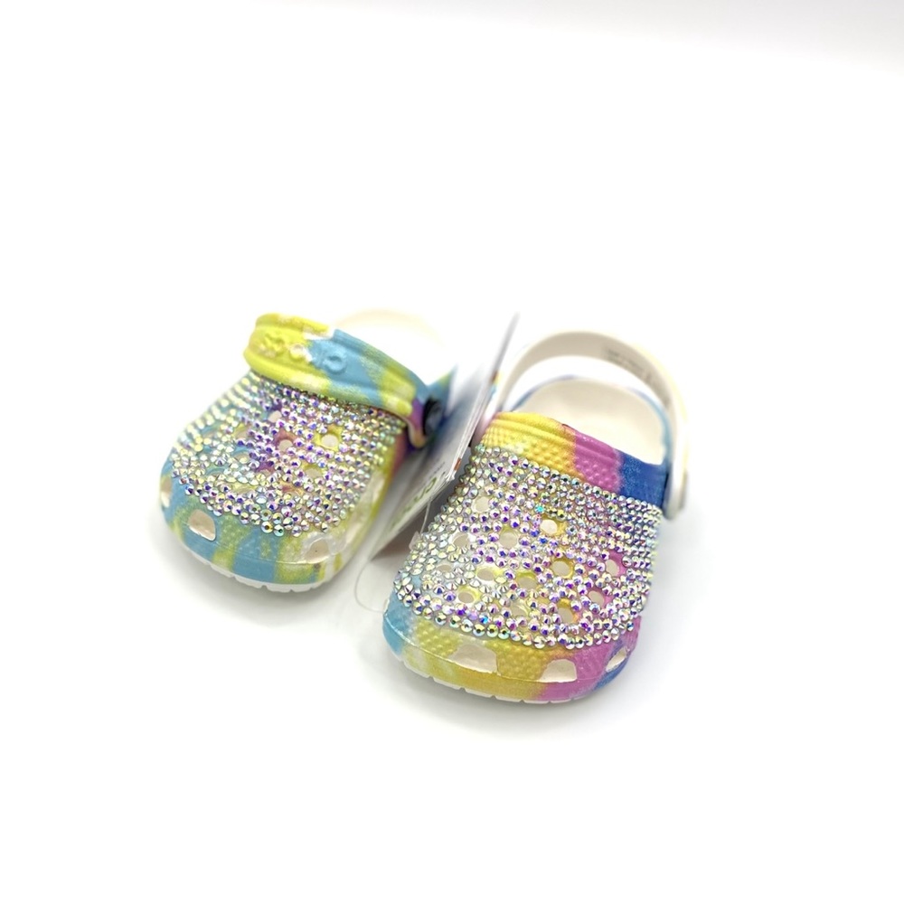 Crocs Littles Graphics ‘Crystal Rainbow’ Custom Clogs Toddlers Size 2-3C